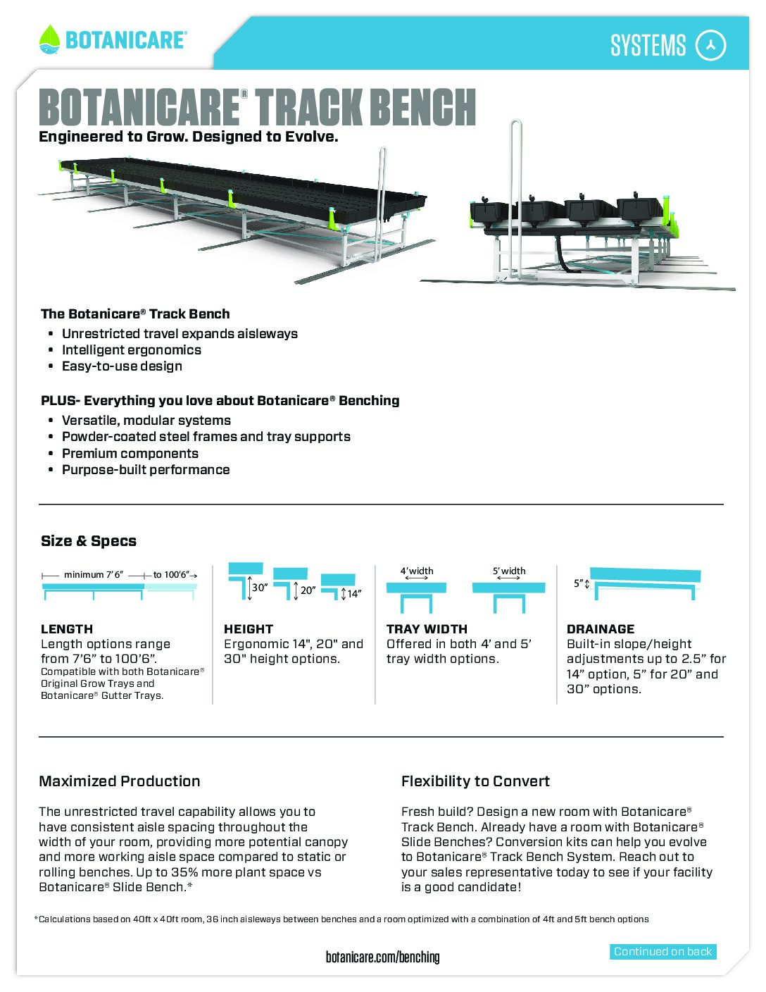 Track Bench sell sheet