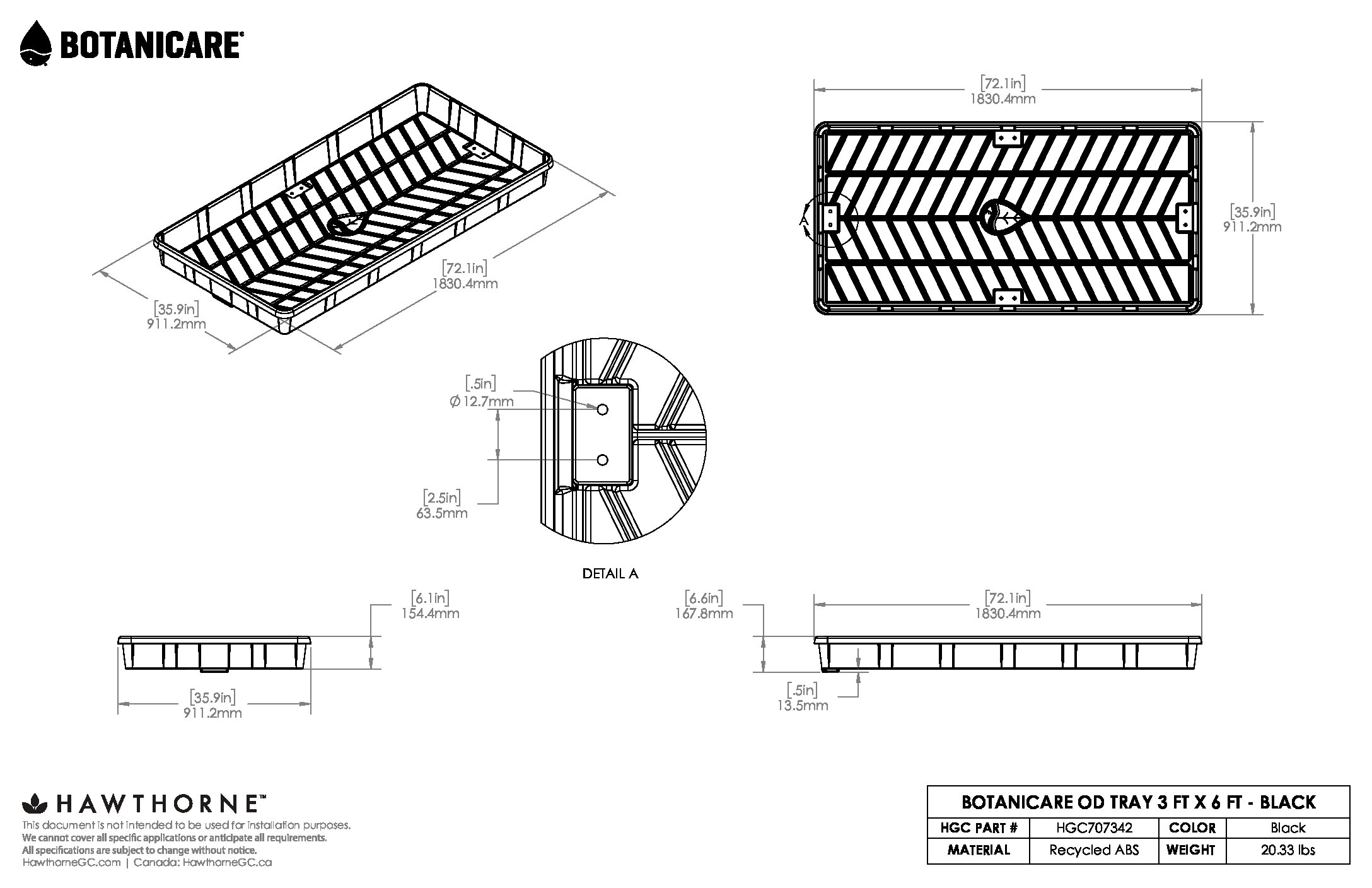 3ftX6ft OD Tray Spec Sheet