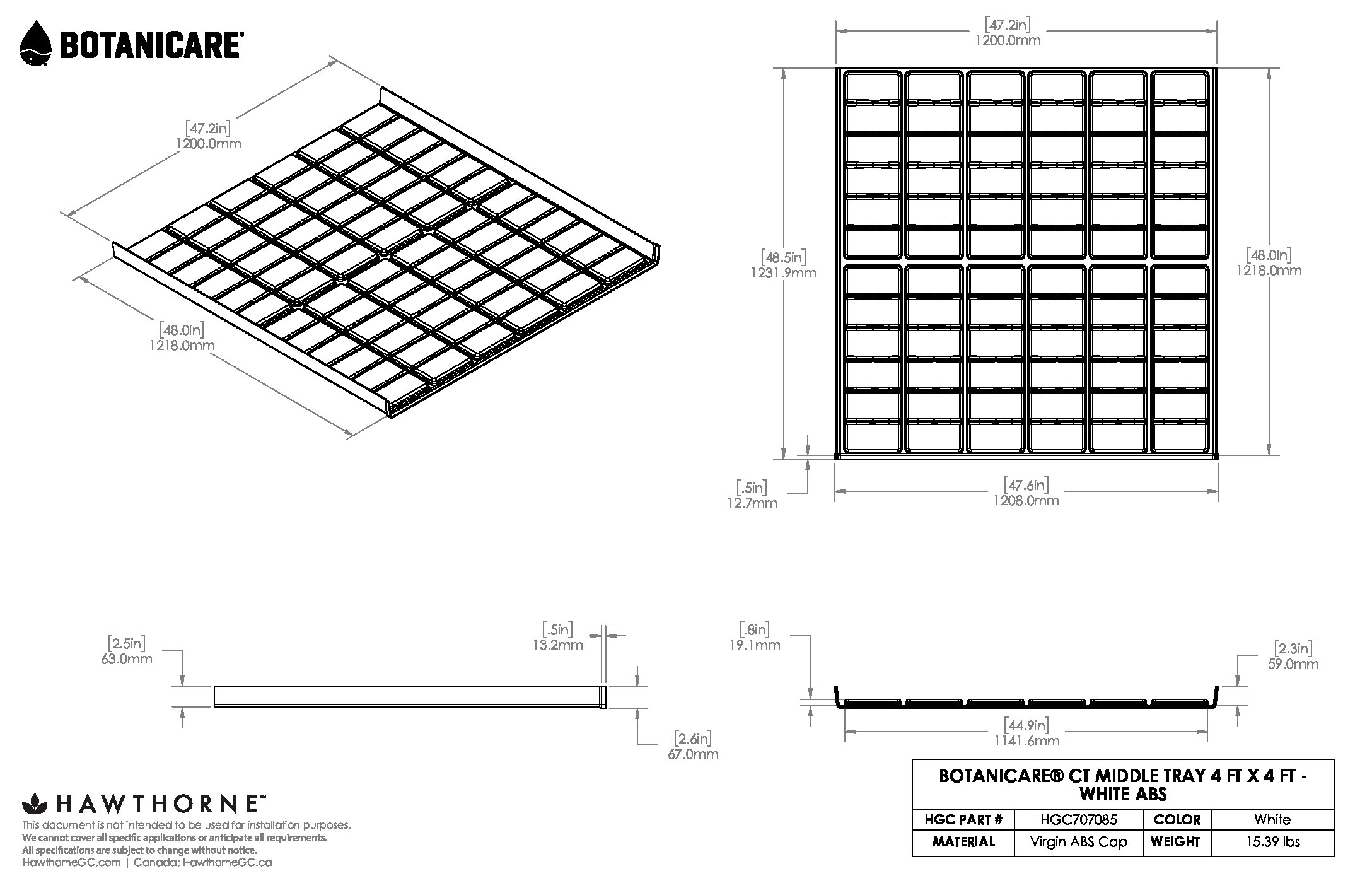 4ftX4ft CT Middle Tray White ABS Spec Sheet