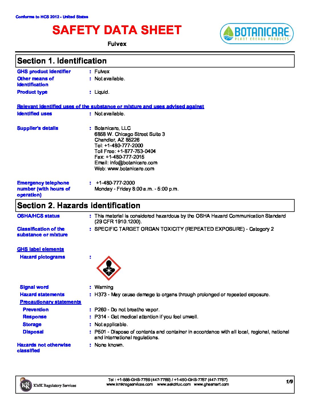 Fulvex SDS