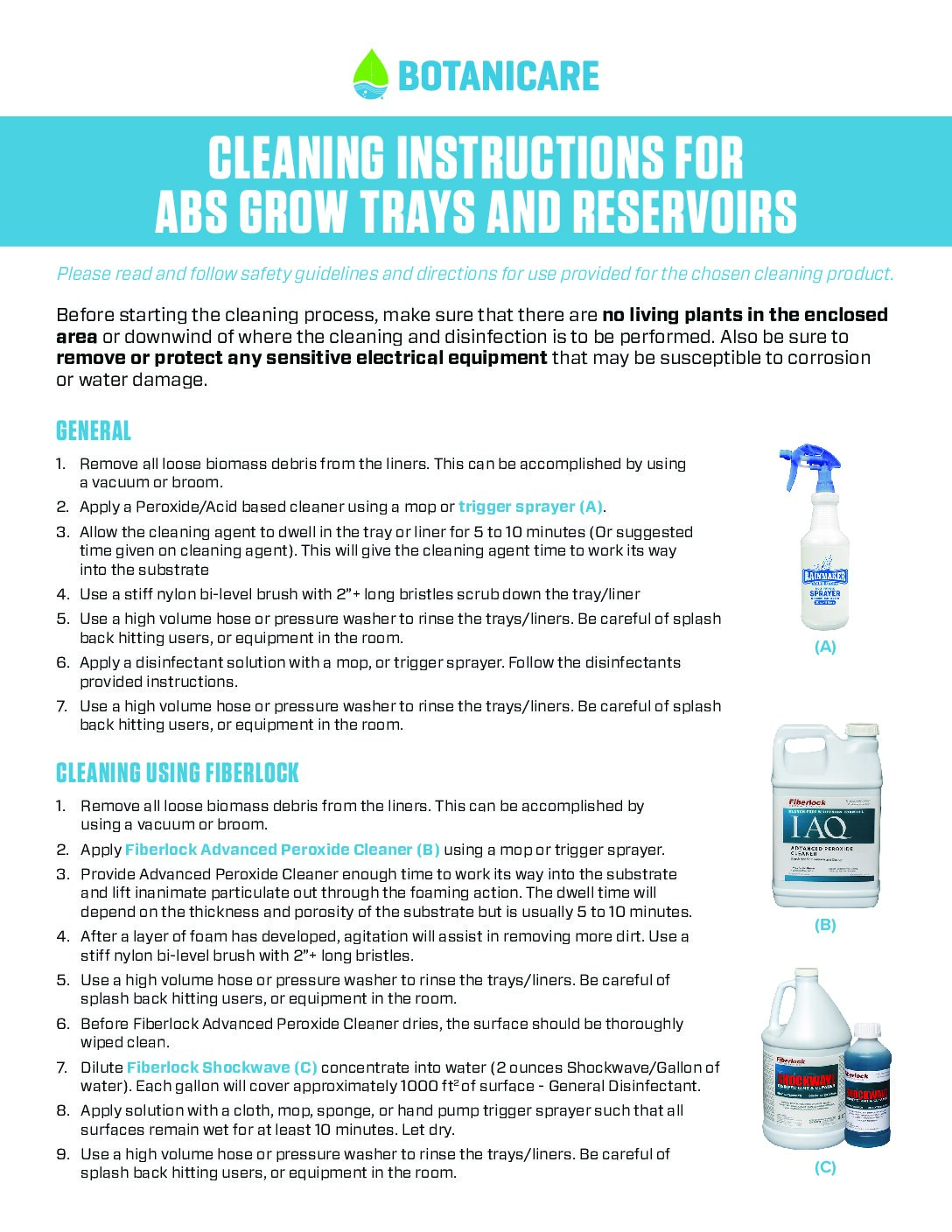 Grow Trays and Reservoirs Cleaning Instructions